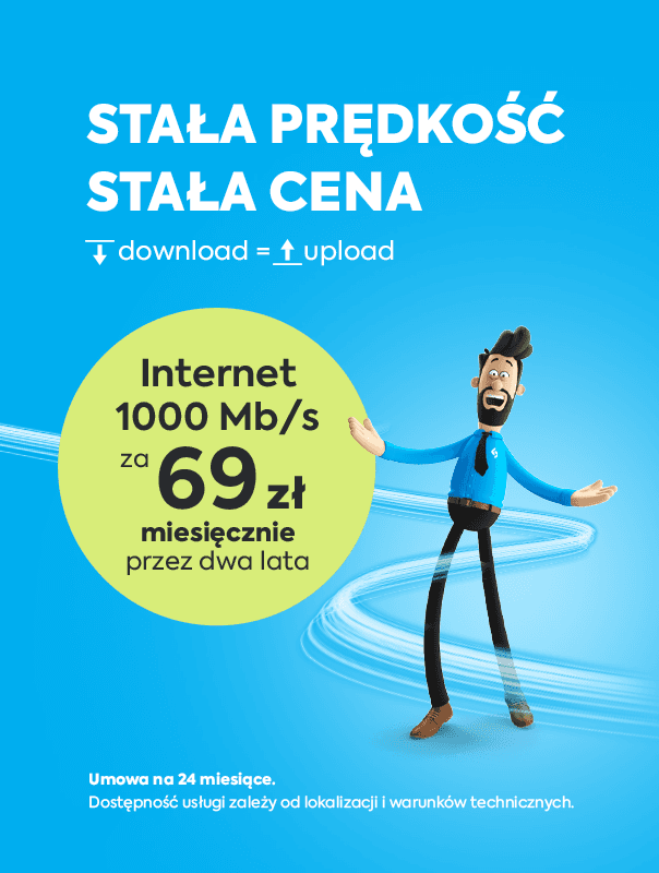 Internet 1000 Mb/s za 69 z miesięcznie przez 2 lata