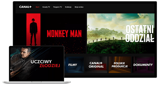 mockup interfejsu canal+ online na TV i laptopie_filmy