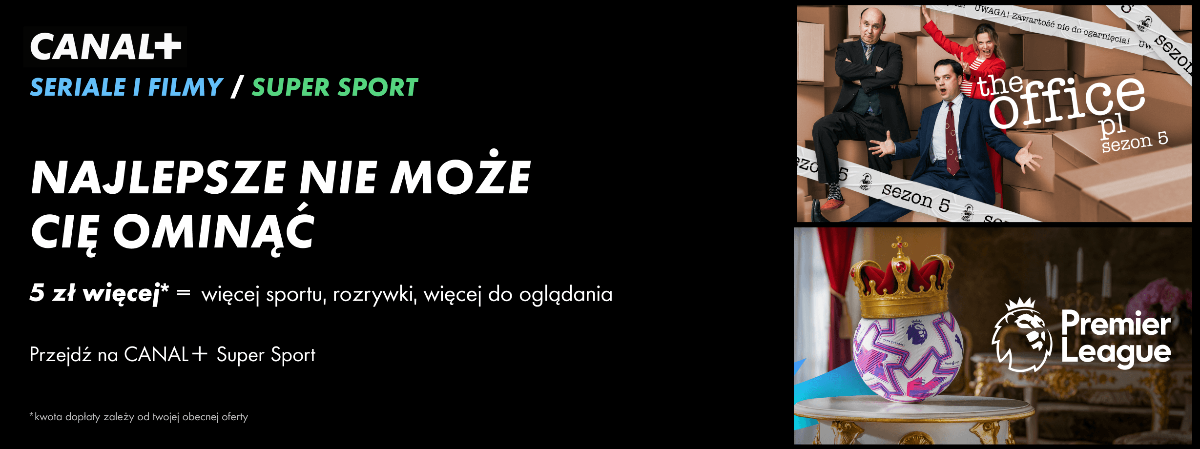 Baner zachęcający do przejścia na pakiet CANAL+ SUPER SPORT