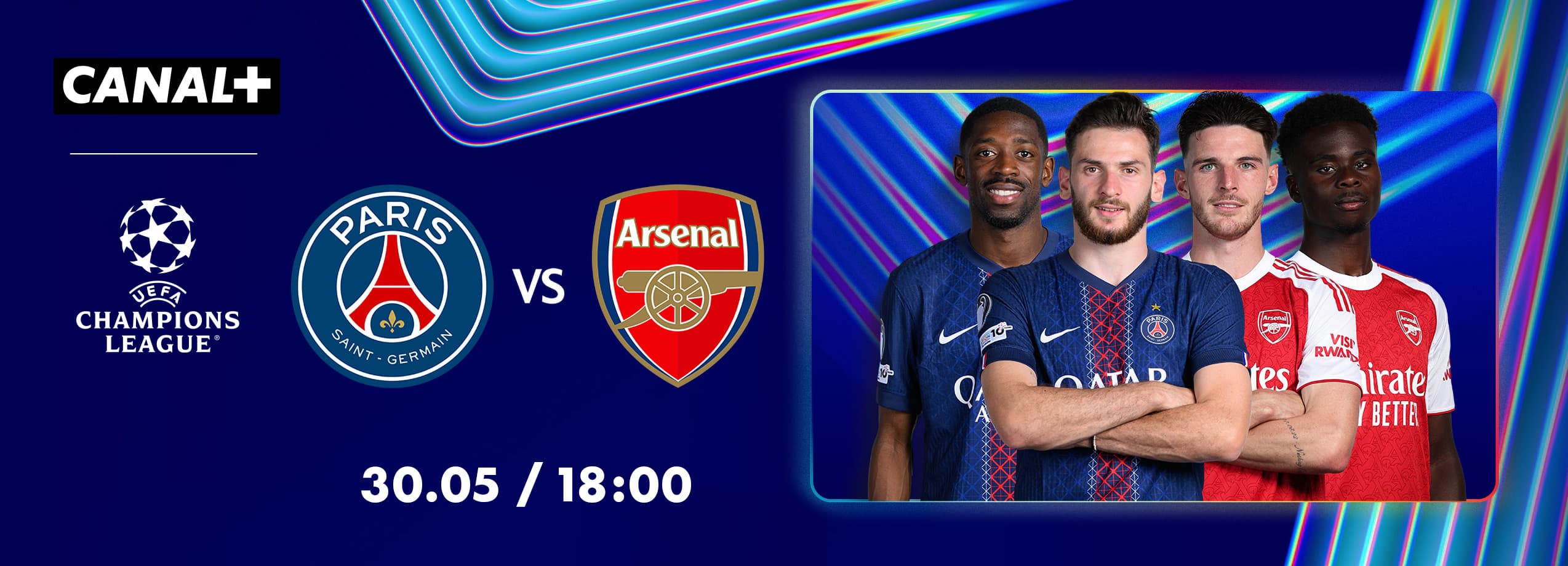Baner informujący o meczu Champions League 30 maja o godz. 18.00 w CANAL+