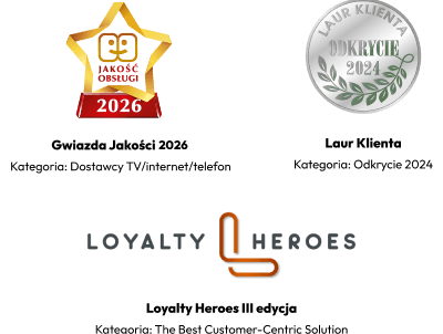 Nagrody otrzymane przez INEA: Gwiazda Jakości 2026, Laur Klienta, Loyalty Heroes